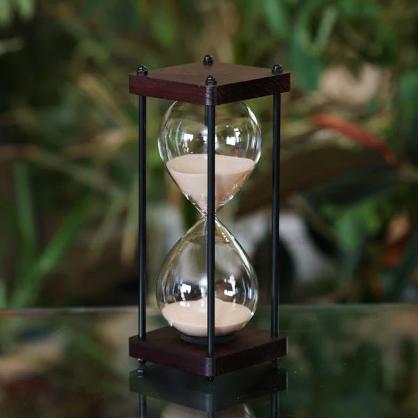 Square Wood Hourglass with Black Spindles 30 Minutes
