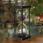 Square Black Hourglass with Black Spindles Black, White, Natural, or Gold Sand