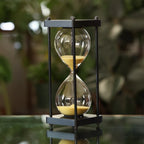 Square Black Hourglass with Black Spindles Black, White, Natural, or Gold Sand