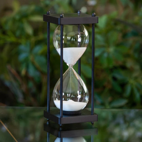 Square Black Hourglass with Black Spindles Black, White, Natural, or Gold Sand
