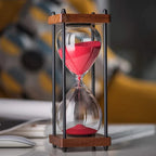 Square Wood Hourglass with Black Spindles 30 Minutes