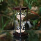 Square Wood Hourglass with Black Spindles 30 Minutes
