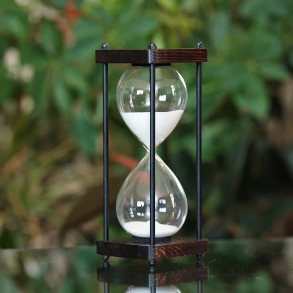 Square Wood Hourglass with Black Spindles 30 Minutes